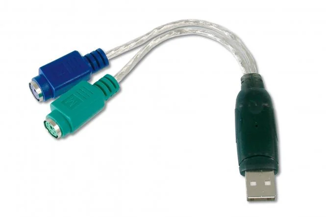 DIGITUS USB 1.1 - 2 x PS/2 Adapterkabel, 180 mm, schwarz (EAN: 4016032117933)