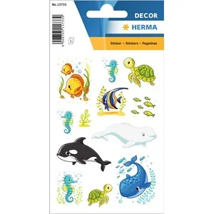 HERMA Sticker DECOR "Walfamilie und Freunde", fröhlich bunt (EAN: 4008705157339)