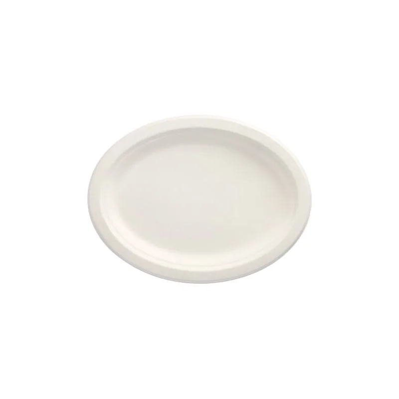 PAPSTAR Zuckerrohr-Teller "pure", oval, 260 x 200 mm, 50er, weiß (EAN: 4002911396131)