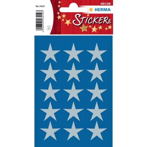 HERMA Weihnachts-Sticker DECOR "Sterne", 22 mm, silber (EAN: 4008705034197)