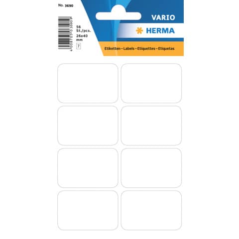 HERMA Vielzweck-Etiketten, 26 x 40 mm, weiß, Kleinpackung (EAN: 4008705036900)