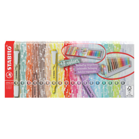 STABILO Textmarker swing cool NatureCOLORS, 18er Tischset (EAN: 4006381618854)