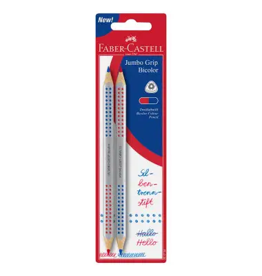 FABER-CASTELL Silbentrennstift Jumbo GRIP bicolor, Blister, rot und blau (EAN: 4005402017348)