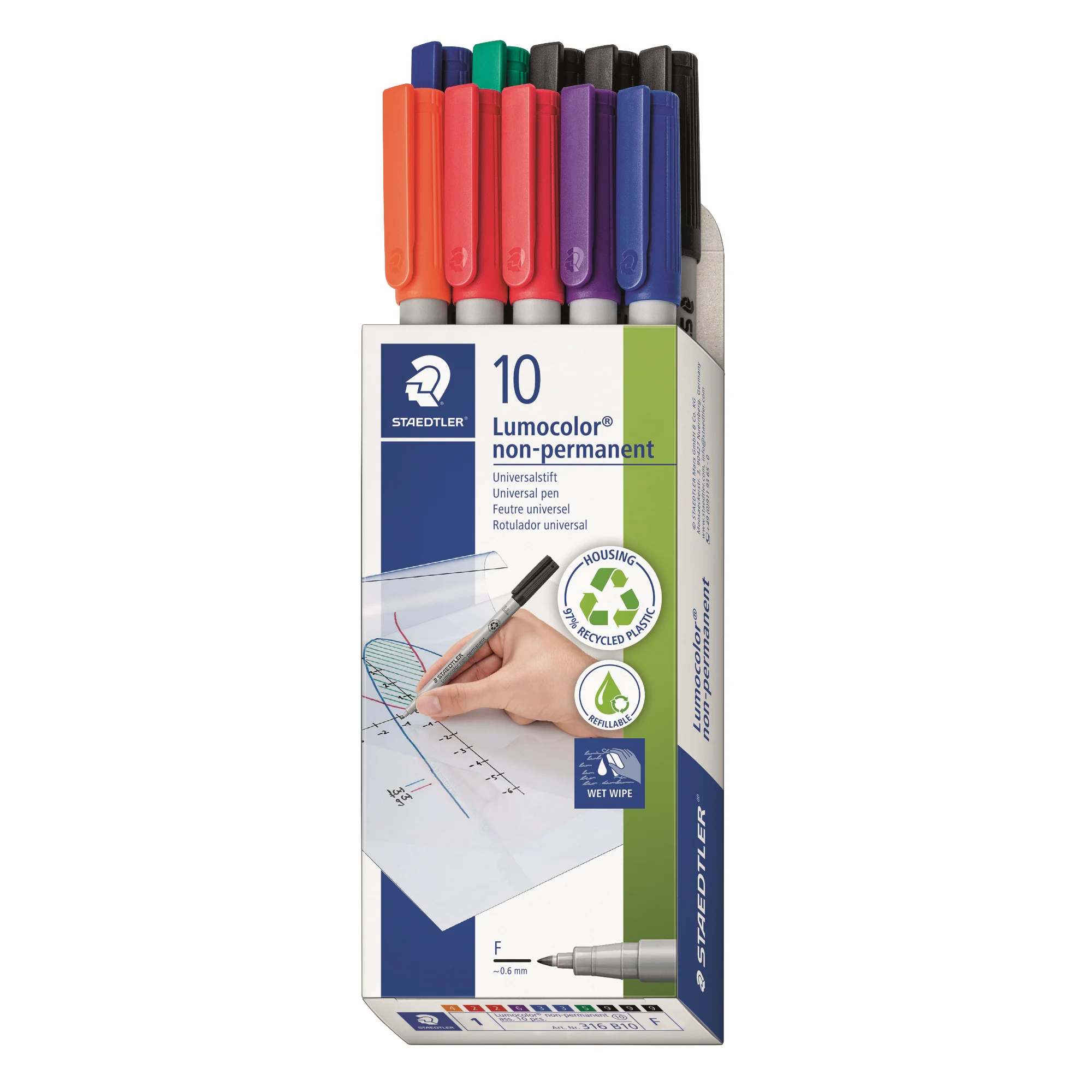 STAEDTLER Lumocolor NonPermanent-Marker 316F, 10er Schachtel (EAN: 4007817076637)