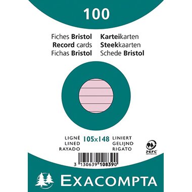 EXACOMPTA Karteikarten, DIN A6, liniert, rosa (EAN: 3130639108390)