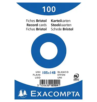 EXACOMPTA Karteikarten, DIN A6, blanko, weiß (EAN: 3130630105091)