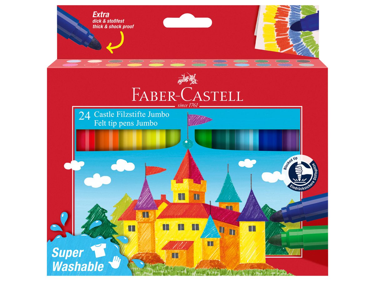 FABER-CASTELL Fasermaler JUMBO Superwashable, 24er Etui (EAN: 4005401543244)