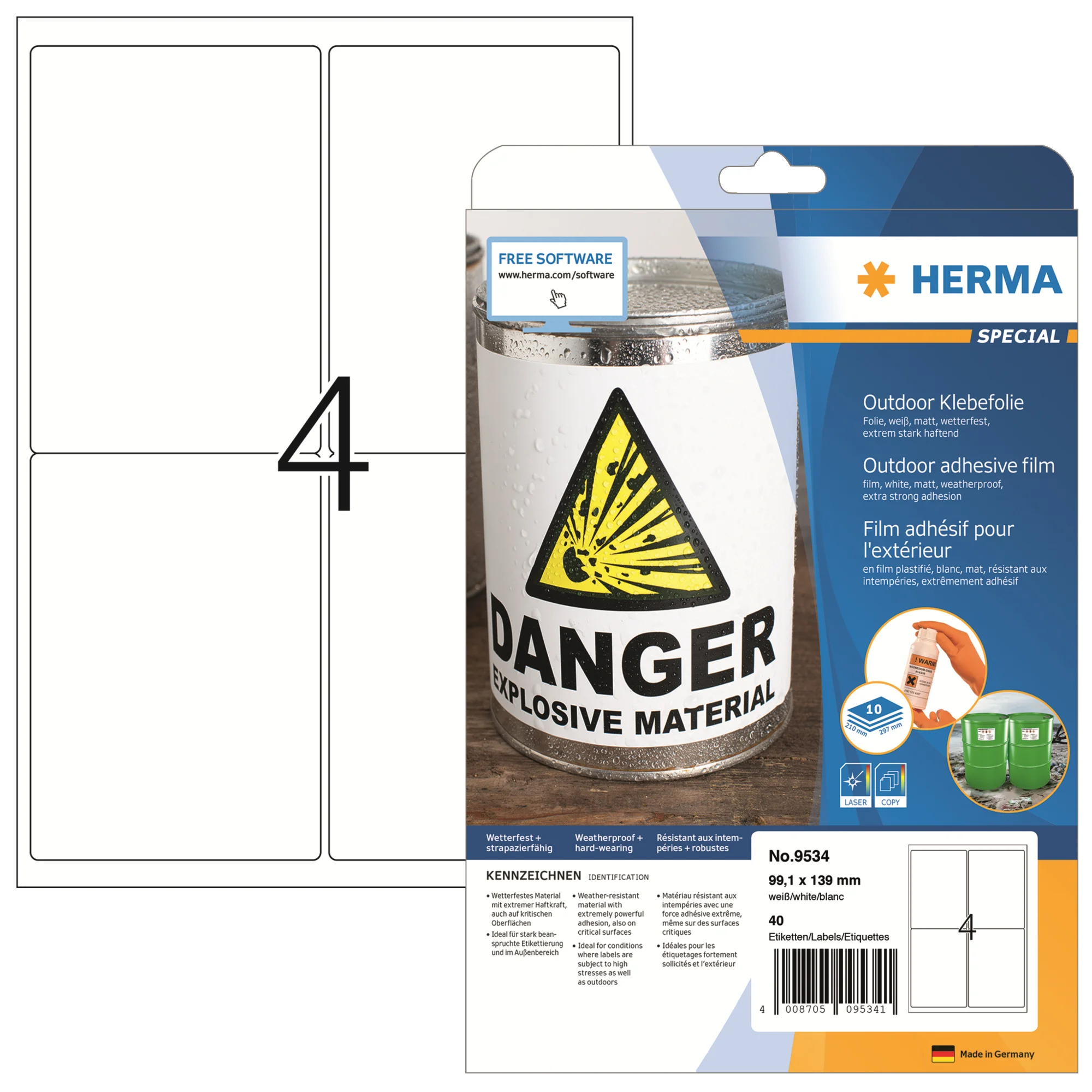 HERMA Outdoor Folien-Etiketten SPECIAL, 99,1 x 139 mm (EAN: 4008705095341)