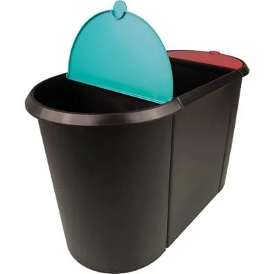 helit Papierkorb "the triple", oval, PE, schwarz/rot/grün (EAN: 4012086052251)