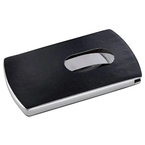 sigel Visitenkarten-Etui "Snap", Lederoptik, silber/schwarz (EAN: 4004360833717)