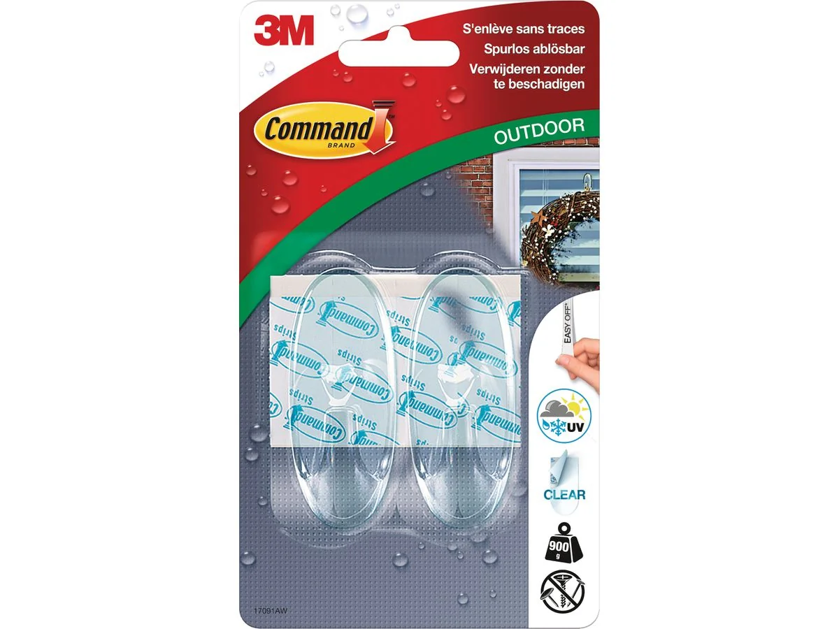 3M Command Outdoor Haken, transparent, Kunststoff, Göße: M (EAN: 4046719986668)