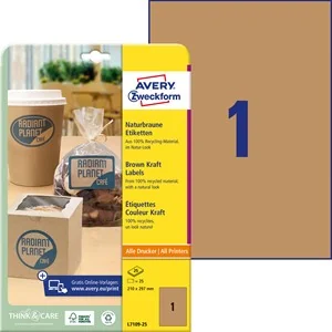 AVERY Zweckform Naturbraune Etiketten, 210 x 297 mm (EAN: 4004182171097)