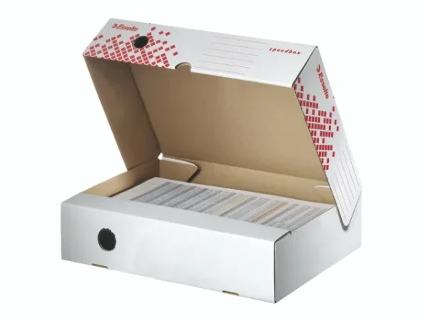Esselte Archiv-Klappschachtel SPEEDBOX, (B)80 mm, weiß/rot (EAN: 4049793026008)