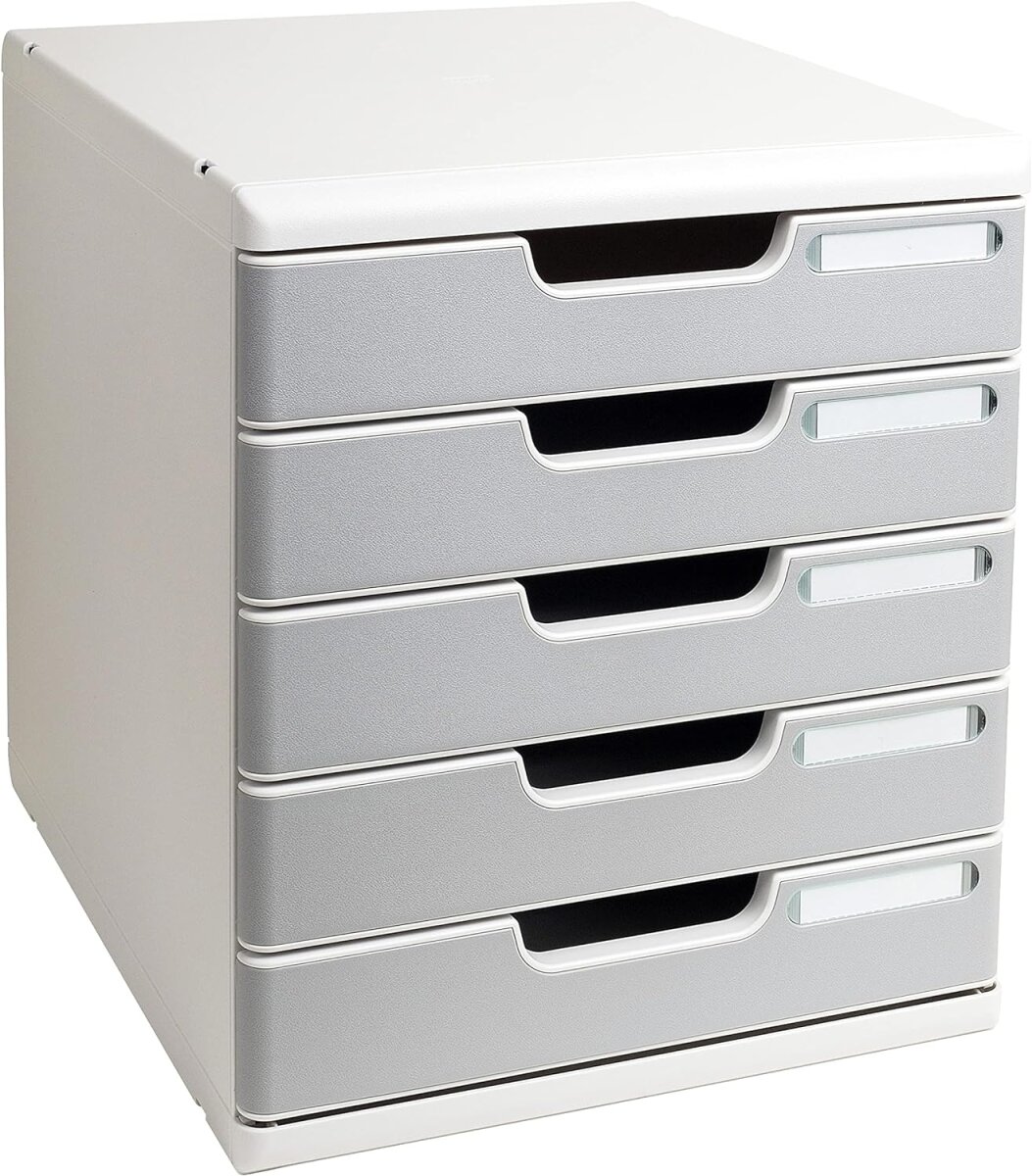 EXACOMPTA Schubladenbox MODULO A4, 5 Schübe, steingrau (EAN: 9002493023918)