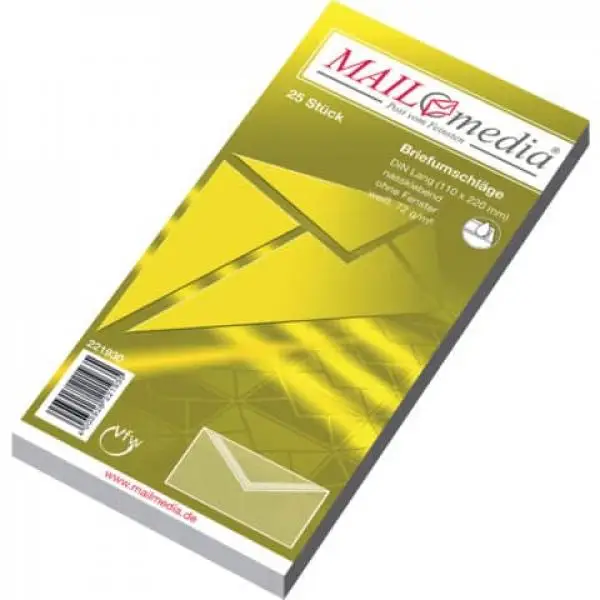 MAILmedia Briefumschlag Offset weiß, DIN Lang, ohne Fenster (EAN: 4003928221935)
