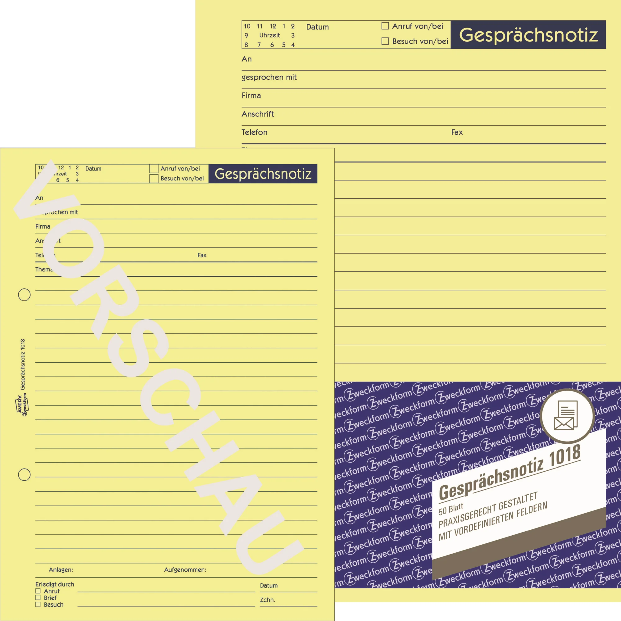 AVERY Zweckform Formularbuch "Gesprächsnotiz", A5, 50 Blatt (EAN: 4004182010181)