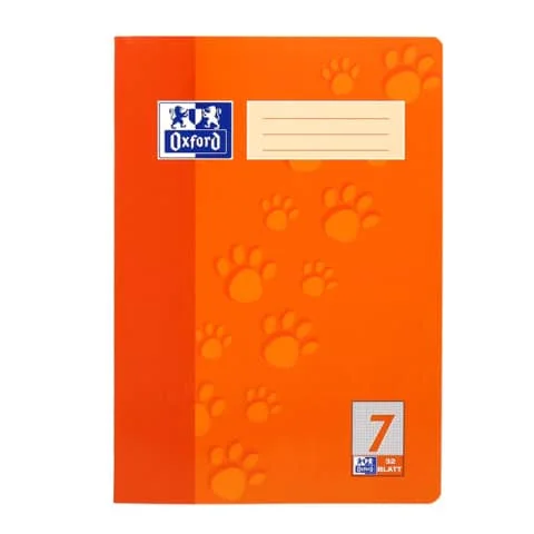 Oxford Junior Schulheft "Tatzen", DIN A4, Lineatur 7, orange (EAN: 4006144941793)