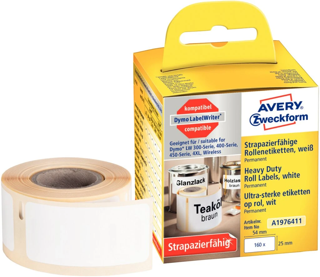 AVERY Zweckform Strapazierfähige Rollenetiketten, 25 x 54 mm (EAN: 4004182617281)