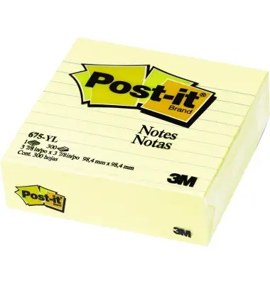 Post-it Haftnotizen notes, liniert, 101 x 101 mm, gelb (EAN: 0021200502040)