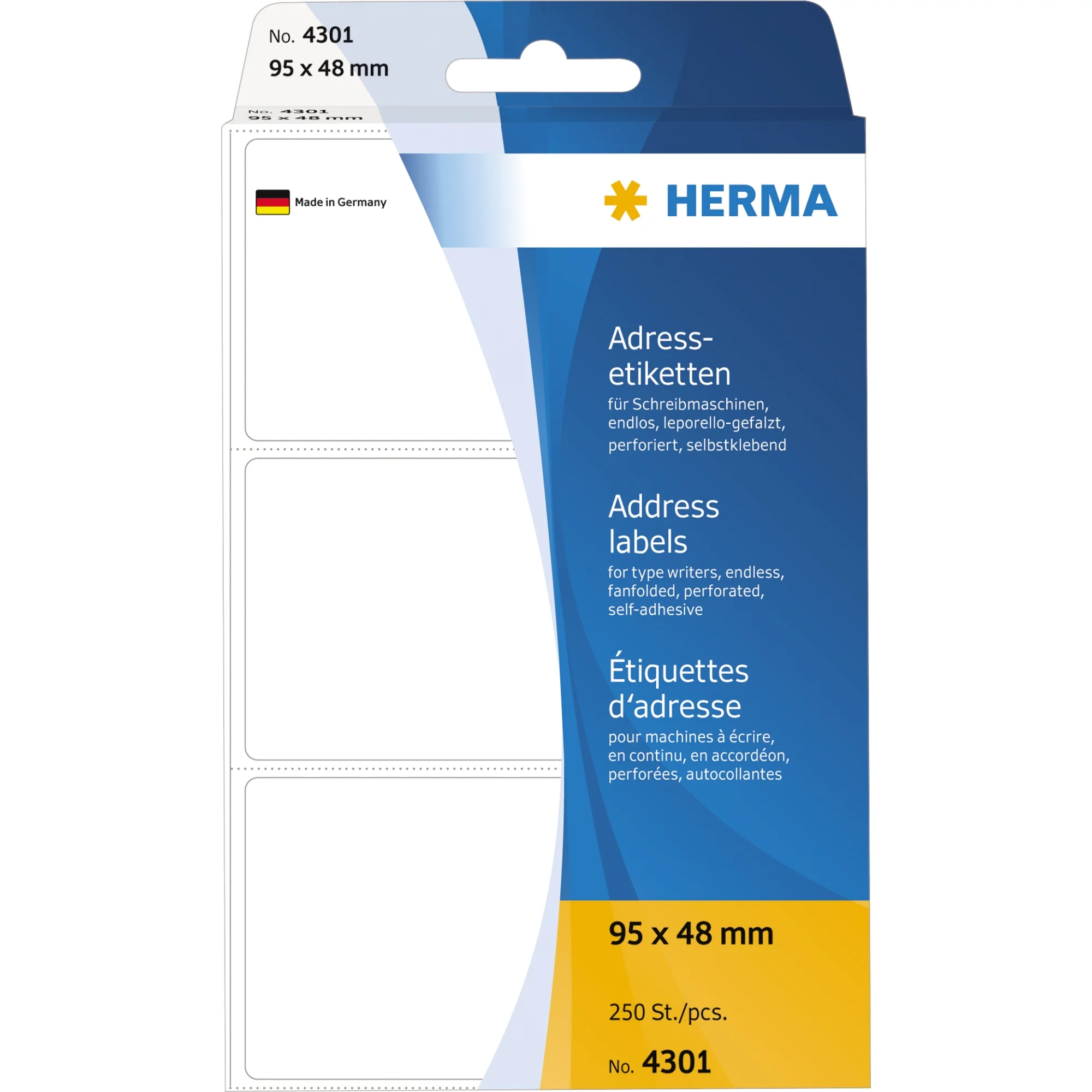 HERMA Adress-Etiketten, 95 x 48 mm, Leporello gefalzt, weiß (EAN: 4008705043014)