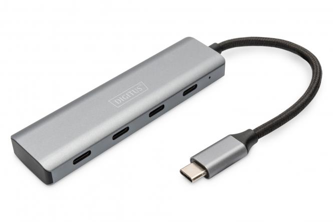 DIGITUS USB-C Hub, 4 Port, 4x USB-C 3.1 Gen 1, dunkelgrau (EAN: 4016032485773)