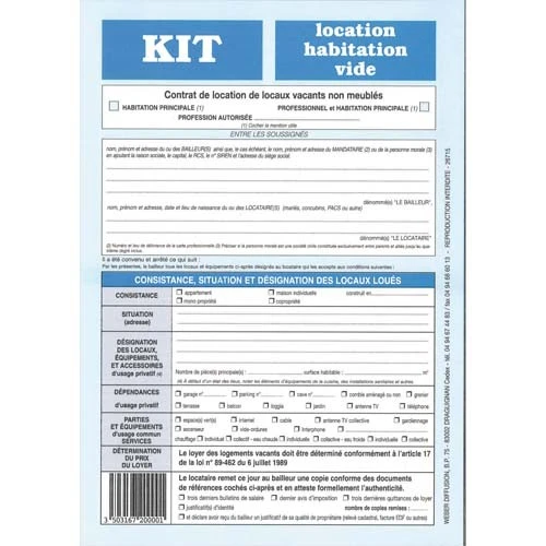 WEBER Formulaire français "Kit de location-habitation vide" (EAN: 3503167200001)