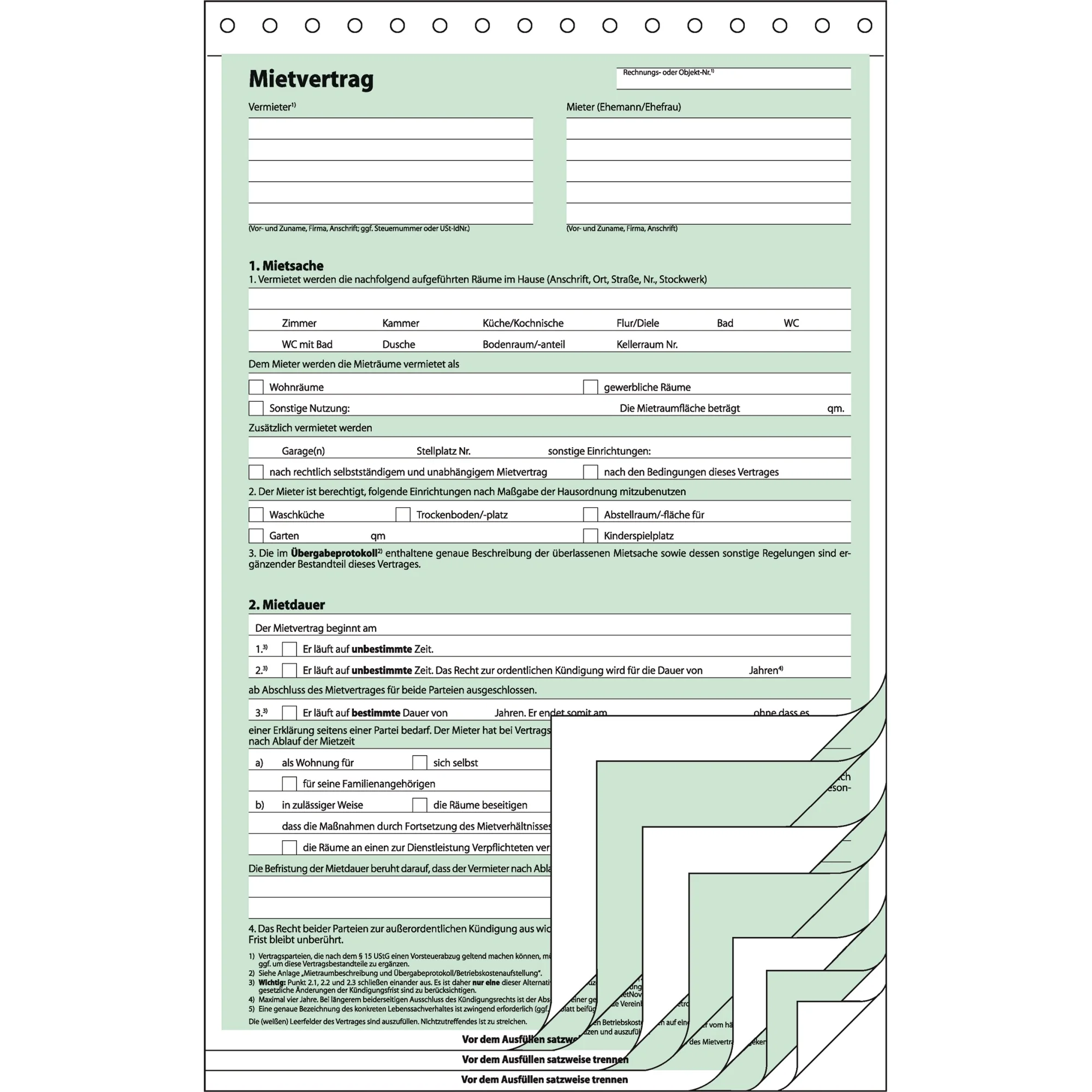 sigel Vordruck "Mietvertrag", SD, A4, 4 x 2 Blatt (EAN: 4004360915598)