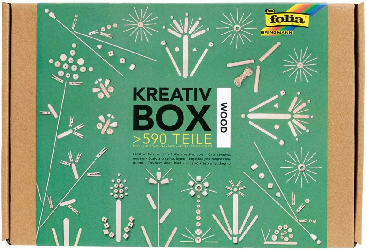 folia Kreativ Box "Wood", Holz-Mix, über 590 Teile, natur (EAN: 4001868119534)