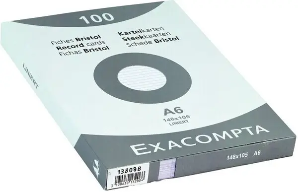 EXACOMPTA Karteikarten, DIN A6, liniert, weiß (EAN: 3130630138099)