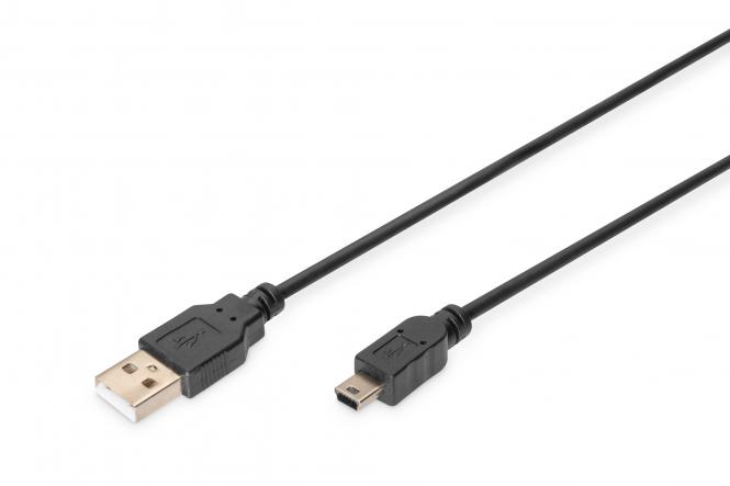DIGITUS USB 2.0 Anschlusskabel, USB-A - Mini USB-B, 1,8 m (EAN: 4016032336716)