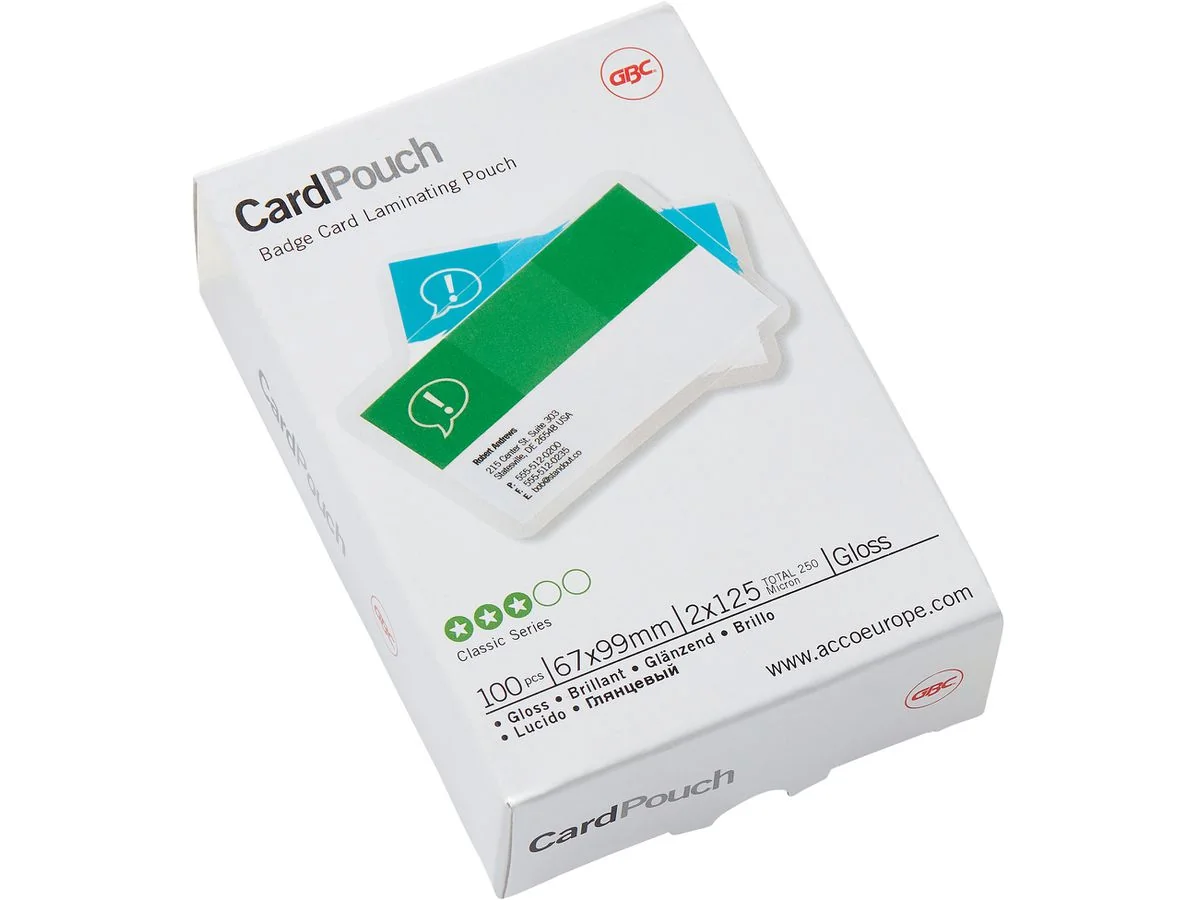GBC Laminierfolientasche CardPouch, 67 x 98,5 mm, 250 mic (EAN: 0033816034891)