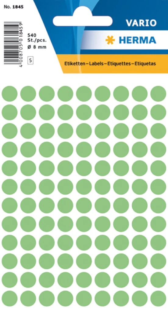HERMA Markierungspunkte, Durchmesser: 8 mm, grün (EAN: 4008705018456)