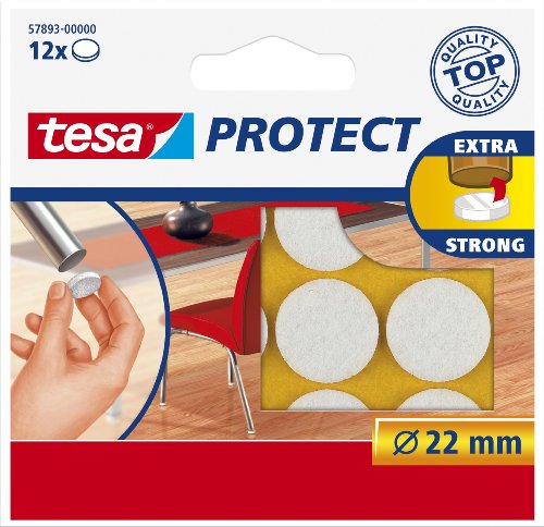 tesa Protect Filzgleiter, weiß, Durchmesser: 22 mm (EAN: 4042448885012)