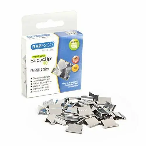 RAPESCO Dokumentenclips Supaclip 40, Edelstahl, 50 Stück (EAN: 5018505701099)