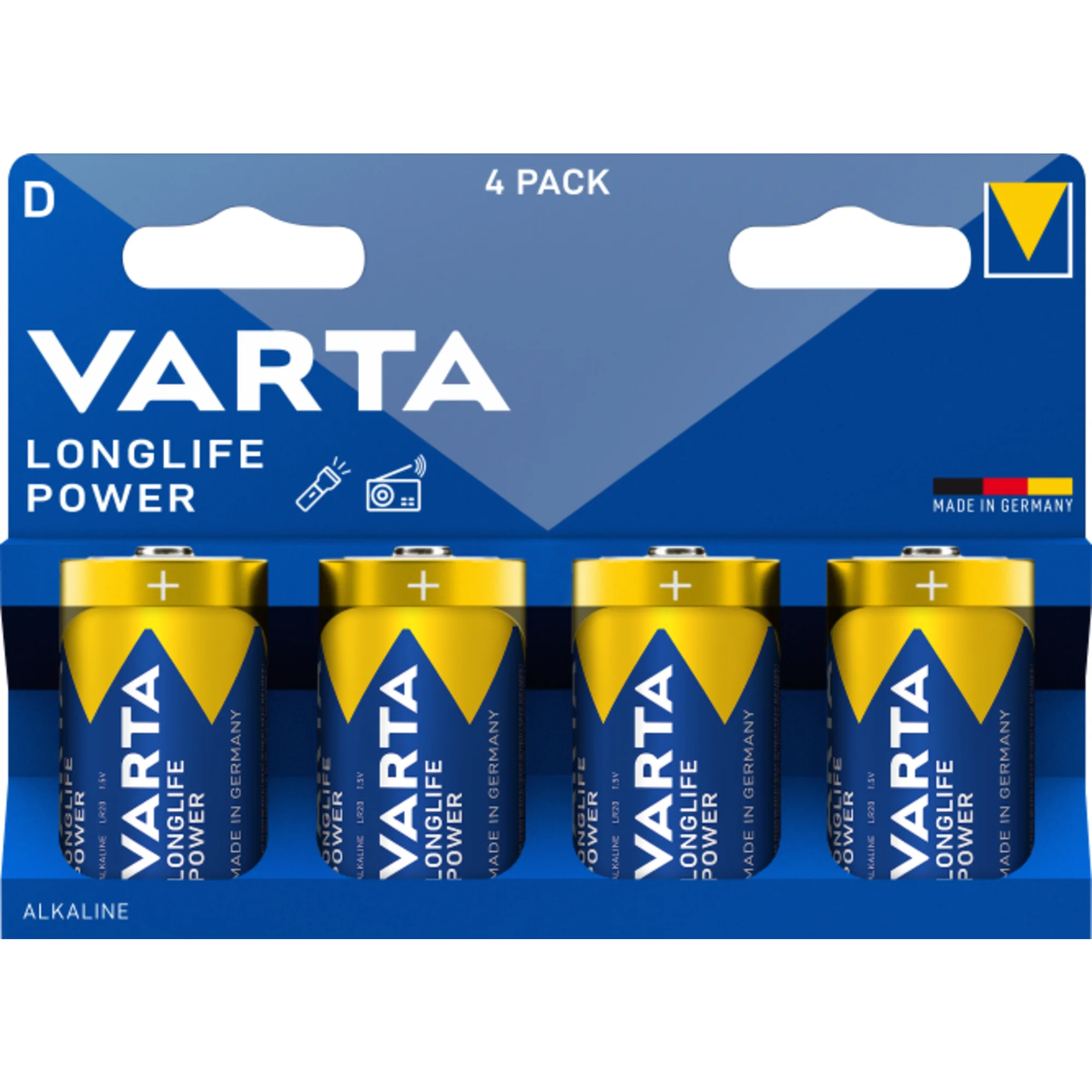 VARTA Alkaline Batterie Longlife Power, Mono (D/LR20), 4er (EAN: 4008496128891)