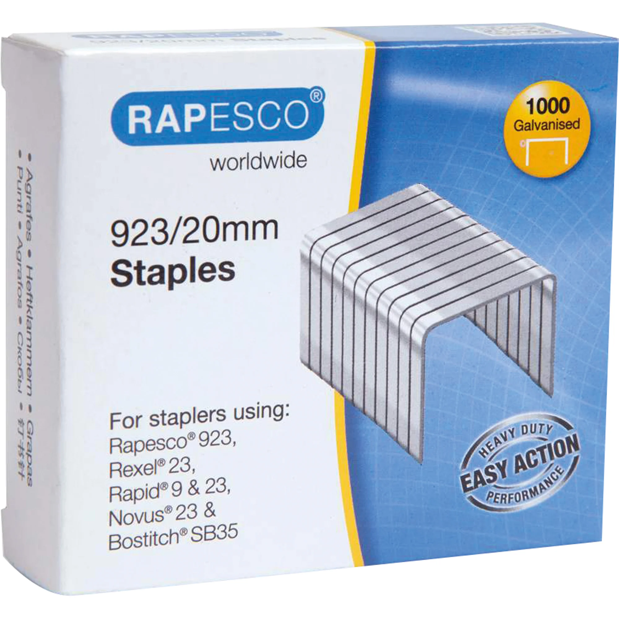 RAPESCO Heftklammern 923/20, verzinkt, 1.000 Stück (EAN: 5018505005500)