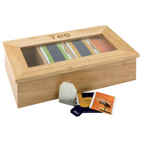 APS Teebox, aus Holz, 4 Kammern, hellbraun (EAN: 4004133115750)