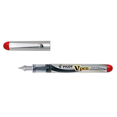 PILOT Einweg-Füllhalter V-Pen Silver, rot (EAN: 4902505281631)