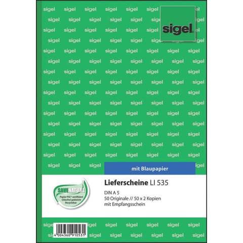 sigel Formularbuch "Lieferschein mit Empfangsschein", A5 (EAN: 4004360910531)