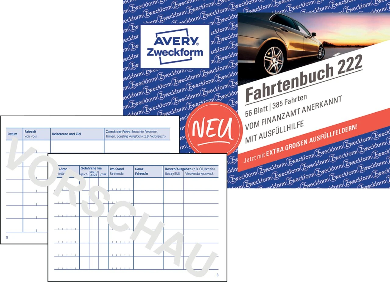 AVERY Zweckform Formularbuch "Fahrtenbuch", A6 quer (EAN: 4004182002223)
