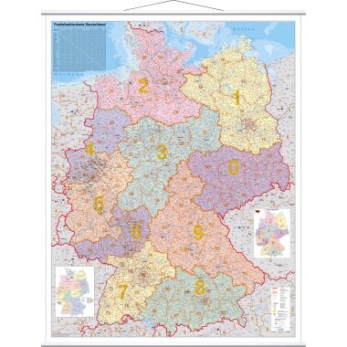 FRANKEN Postleitzahlen-Karte, laminiert, 970 x 1.370 mm (EAN: 4016946186346)