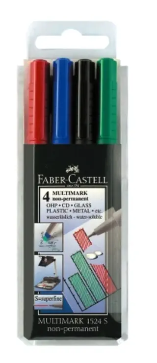 FABER-CASTELL NonPermanent-Marker MULTIMARK S, 4er Etui (EAN: 4005401524045)