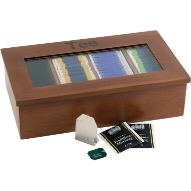 APS Teebox, aus Holz, 4 Kammern, dunkelbraun (EAN: 4004133115743)