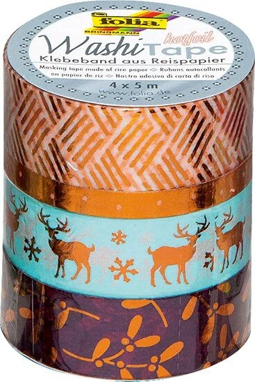 folia Deko-Klebeband Washi-Tape Hotfoil Kupfer II, 4er Set (EAN: 4001868096422)