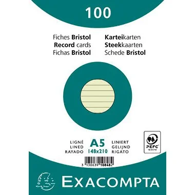 EXACOMPTA Karteikarten, DIN A5, liniert, grün (EAN: 3130639108482)