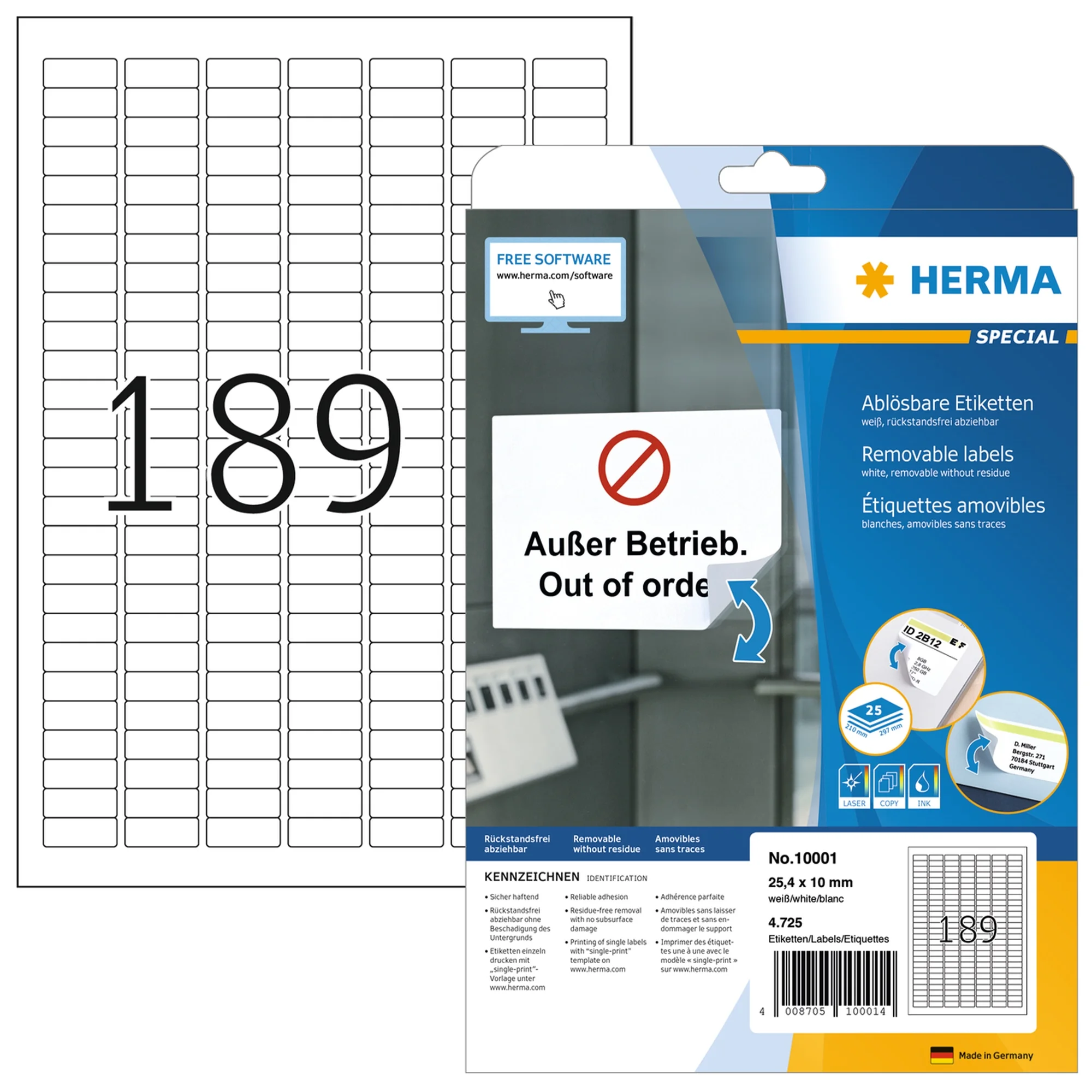 HERMA Universal-Etiketten SPECIAL, 25,4 x 10 mm, weiß (EAN: 4008705100014)
