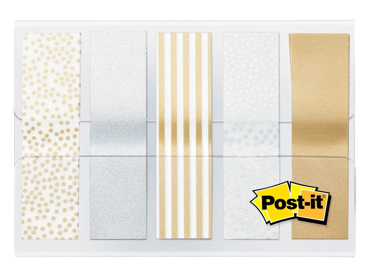 Post-it Haftmarker Index Mini Metallic, 11,9 x 43,2 mm, gold, silber, weiß, mit Dekor (EAN: 5902658115981)