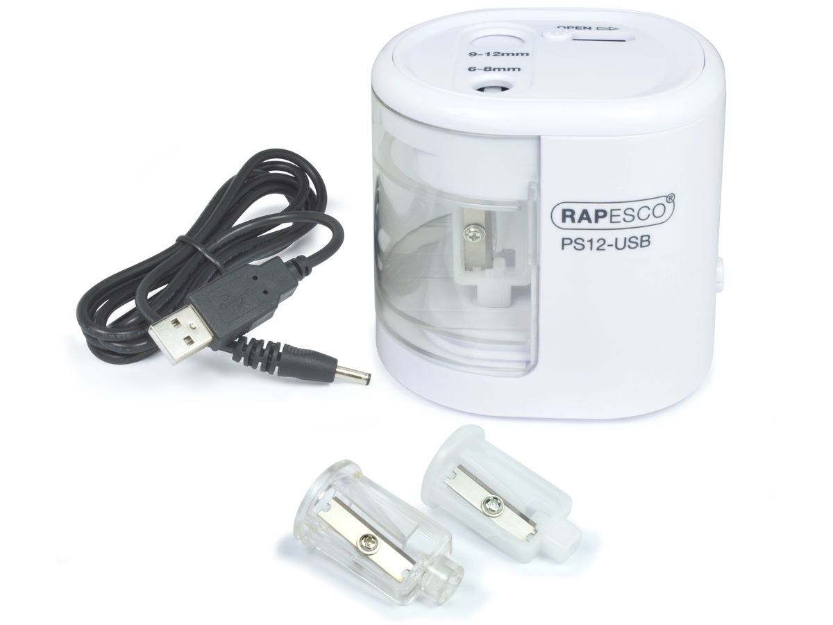 RAPESCO Elektrischer Doppel-Spitzer PS12-USB, weiß (EAN: 5018505011037)