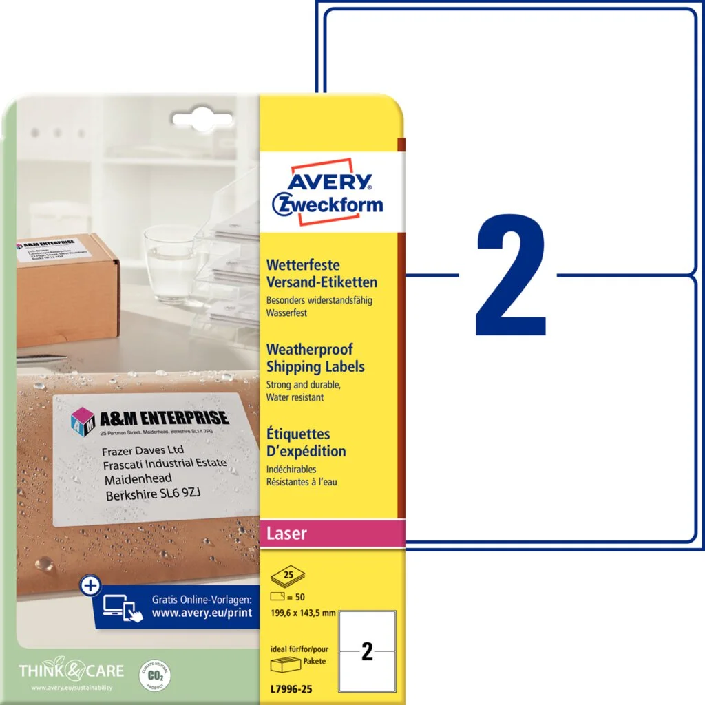 AVERY Zweckform Wetterfeste Versand-Etiketten, 199,6x143,5mm (EAN: 4004182049006)