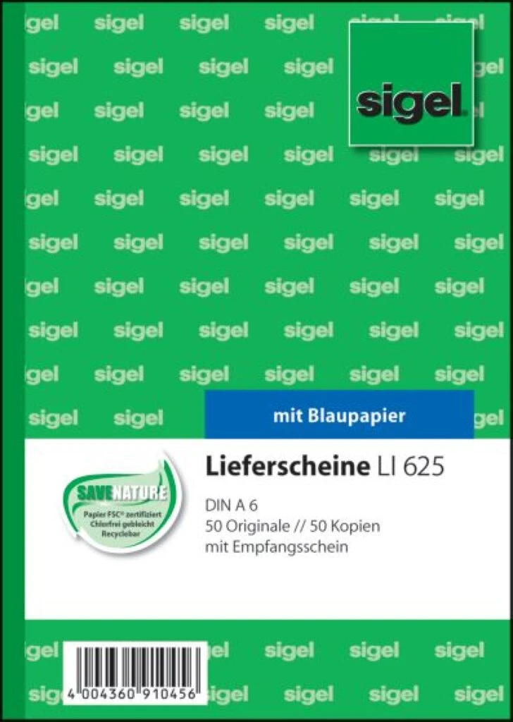 sigel Formularbuch "Lieferschein mit Empfangsschein", A6 (EAN: 4004360910456)